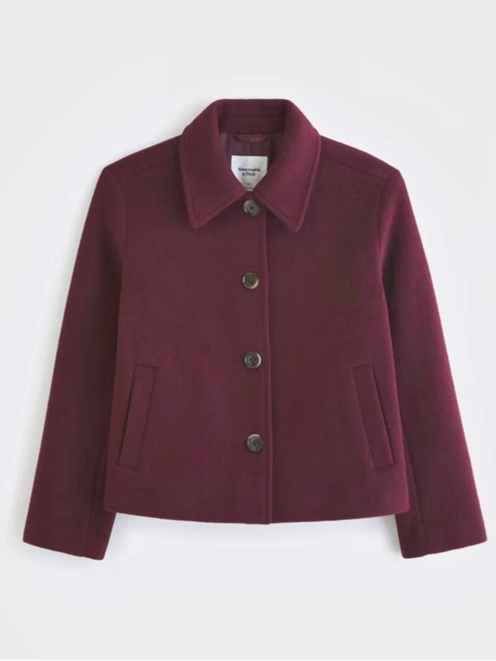 Abercrombie & Fitch Short Wool-Blend Coat - Burgundy